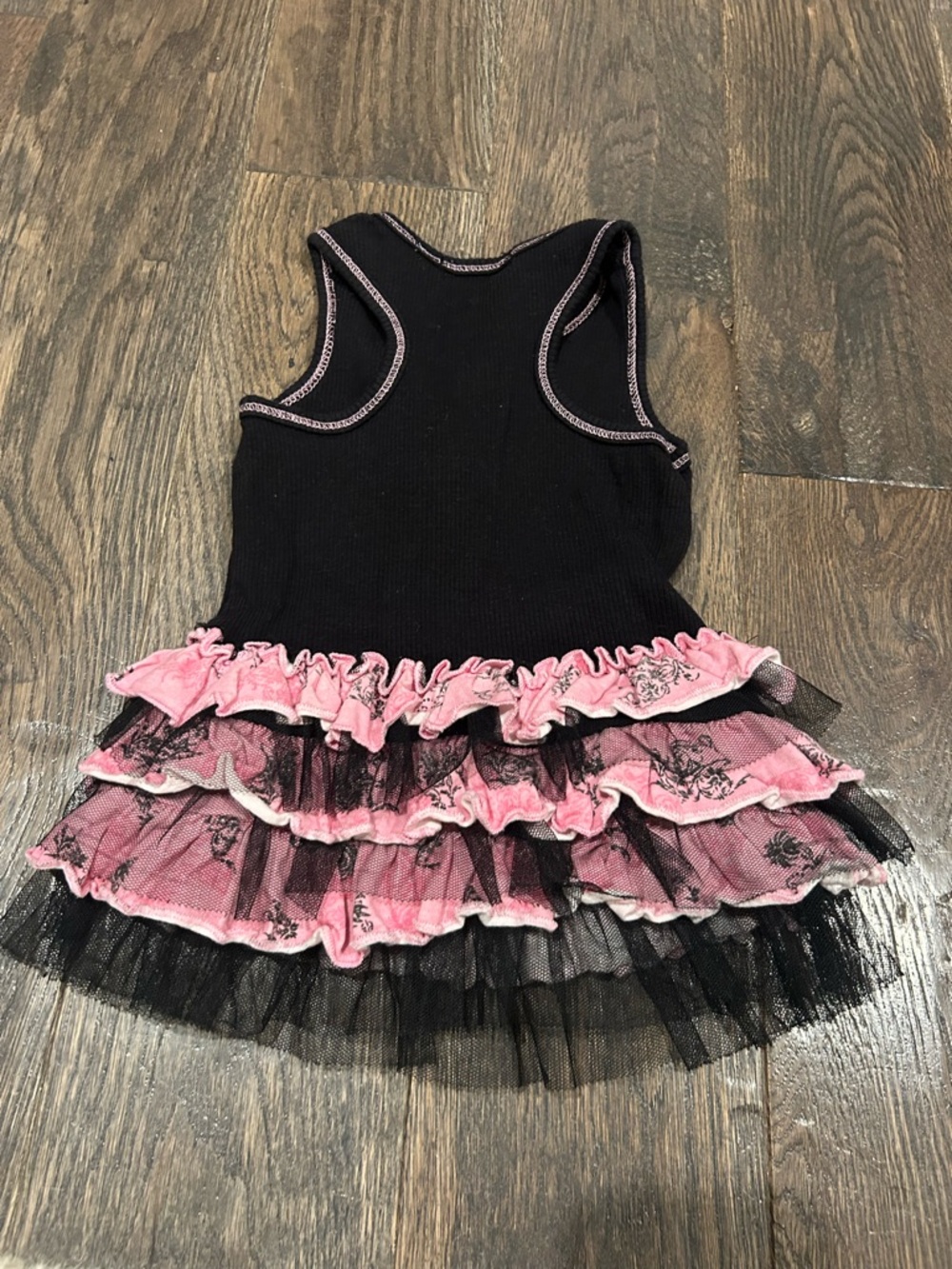 Black & Pink Ruffled Tutu Dress with Floral Appliqué size 12 months - Picture 6 of 6